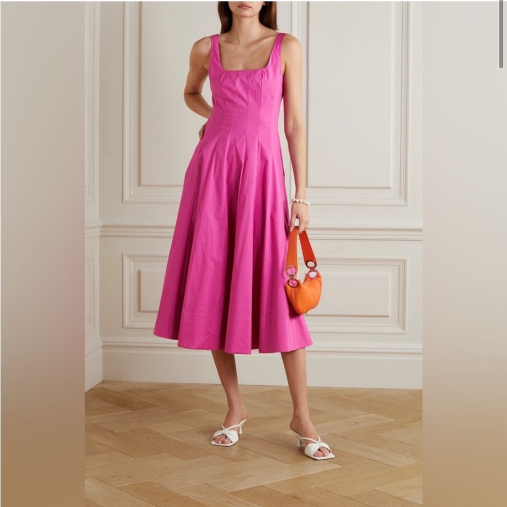 Staud Wells Midi Dress in Peony